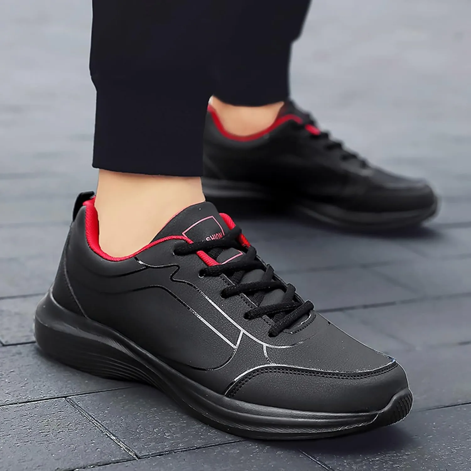 Men's Lightweight Cushion Sneakers Comfortable Lightweight Casual Walking Shoe Convenient Elderly Slip On Shoes