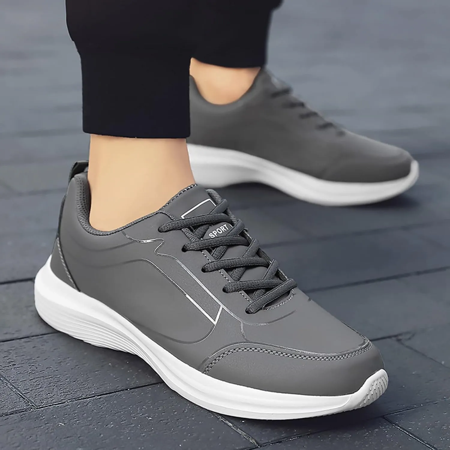 Men's Lightweight Cushion Sneakers Comfortable Lightweight Casual Walking Shoe Convenient Elderly Slip On Shoes