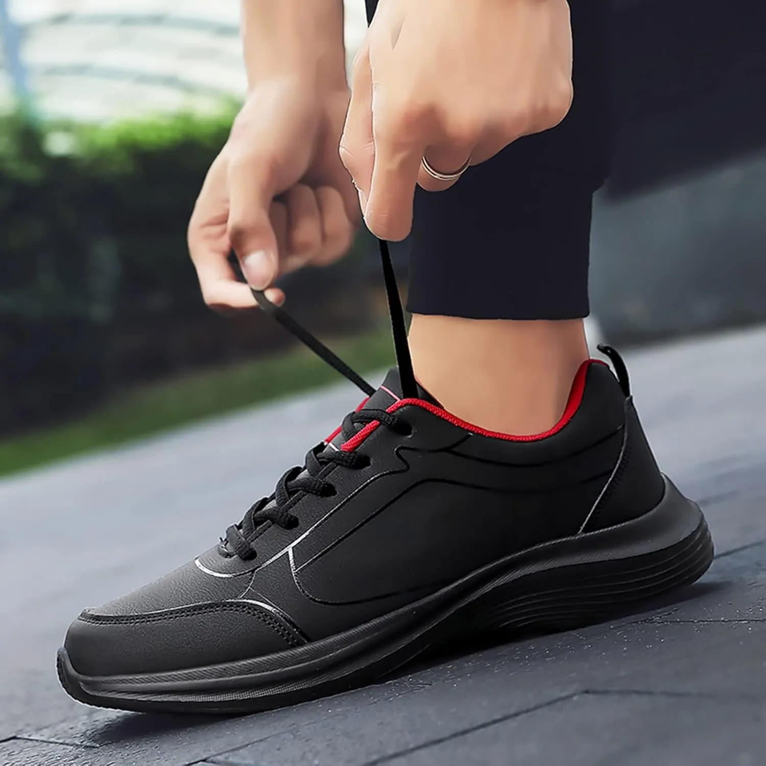 Men's Lightweight Cushion Sneakers Comfortable Lightweight Casual Walking Shoe Convenient Elderly Slip On Shoes