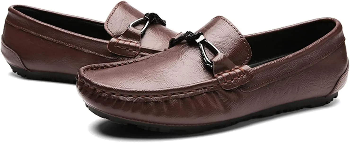 Mens Loafers Shoe Lightweight Simple Driving Loafers Leather Comfortable Lightweight Resistant Prom Walking Slip On