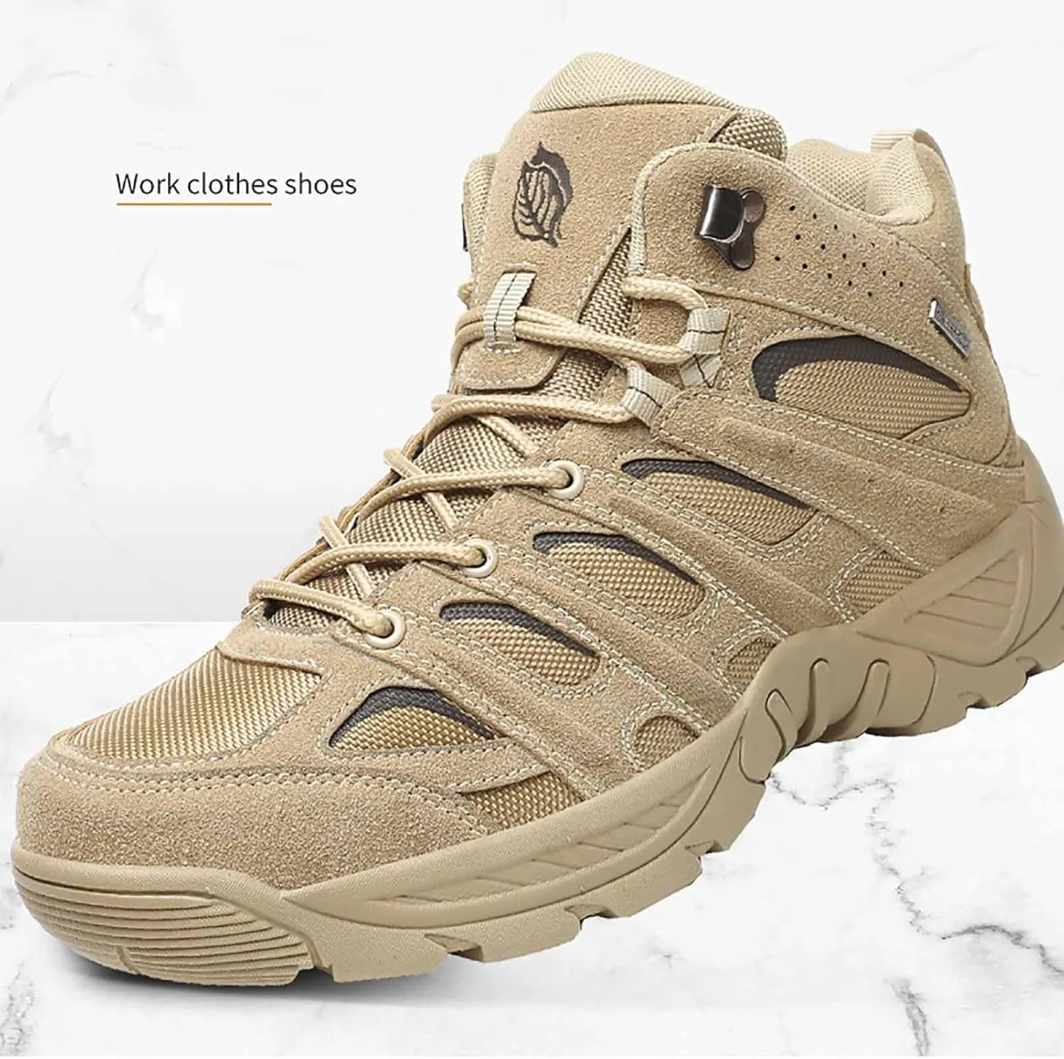 Men's Military Tactical Work Boots, Leather Motorcycle Combat Boots, Lightweight Non-Slip Hiking Boots for Men, breathable jungle Desert Combat Boots, Outdoor Boots