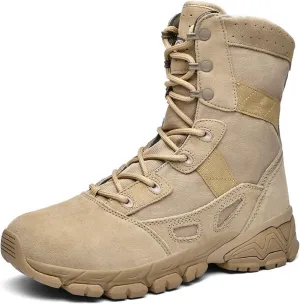 Mens Plus Size Combat Boots, Men's Waterproof Breathable Anti Slip Wear Military Tactical Boots, Lightweight and Casual Lace Up All Terrain Shoes, for Tactical, Hiking