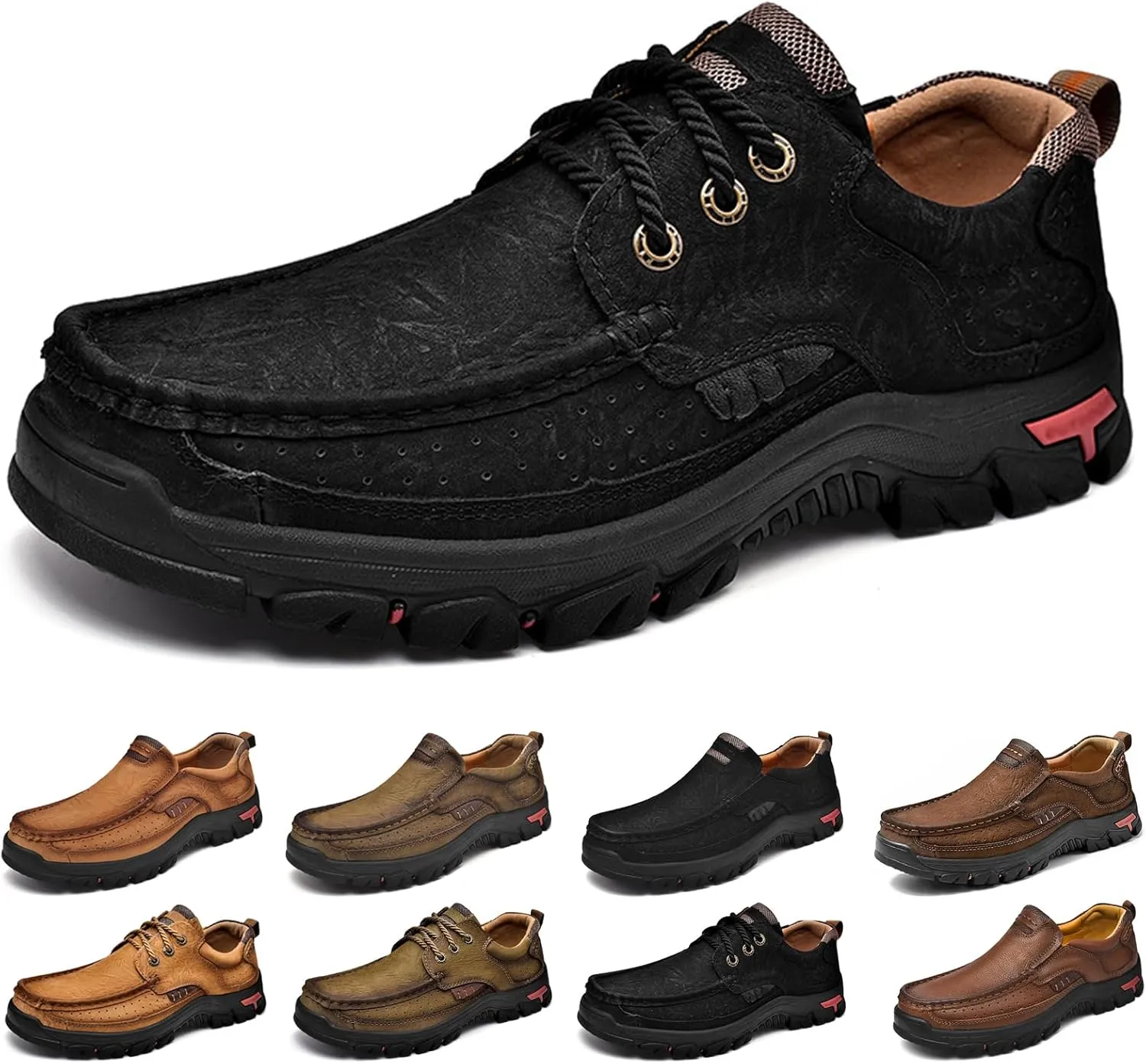 Men's Slip On Waterproof Loafers Leather Walking Boots Mens Slip-On Dress Shoes Slippers for Men Outdoor Trekking Camping Sneakers