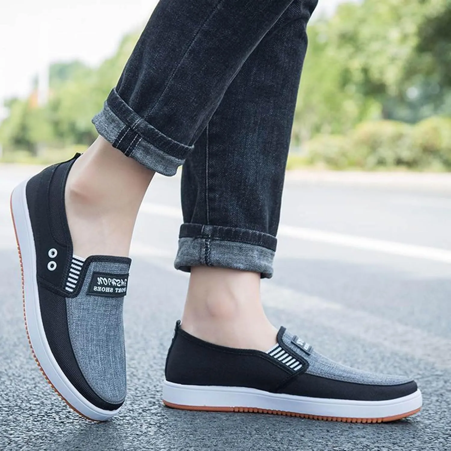Men's Sneakers Fashion All Season Men Casual Shoes Flat Non Slip Soles Canvas Lightweight Slip On Comfortable Features: