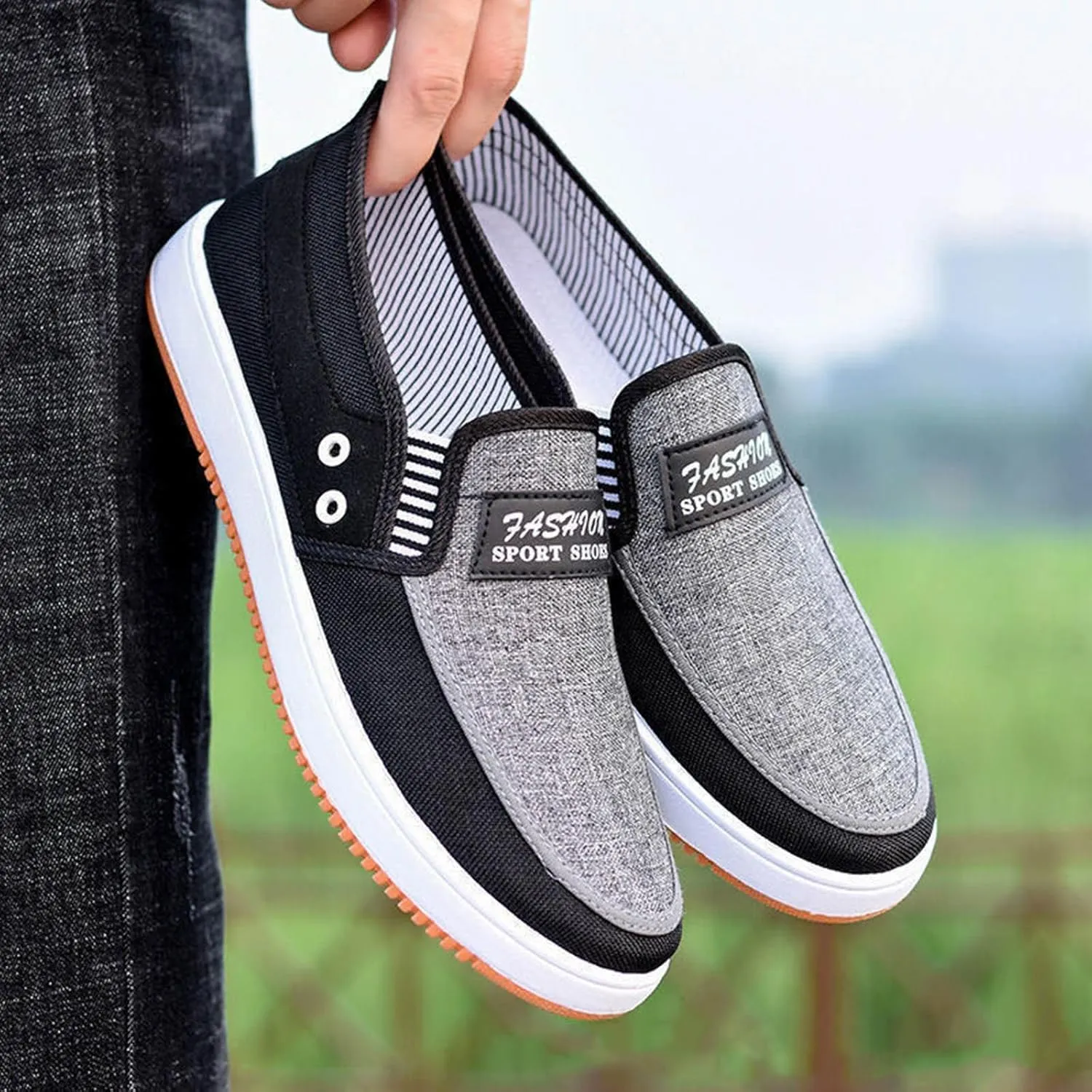 Men's Sneakers Fashion All Season Men Casual Shoes Flat Non Slip Soles Canvas Lightweight Slip On Comfortable Features: