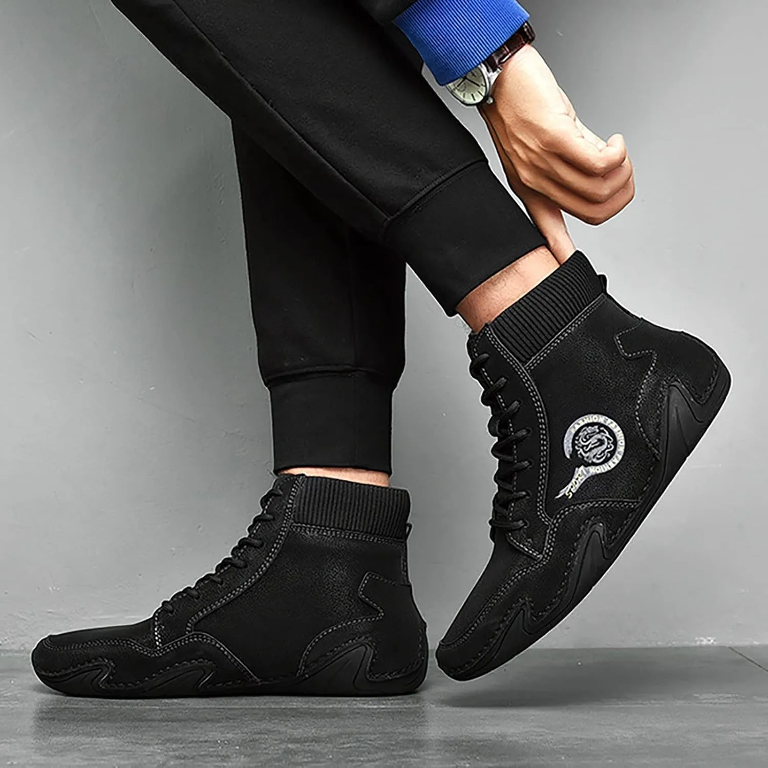 Men's Sneakers Wide Shoes for Men Lightweight Breathable Walking Shoes Gym Tennis Athletic Black Shoes for Men