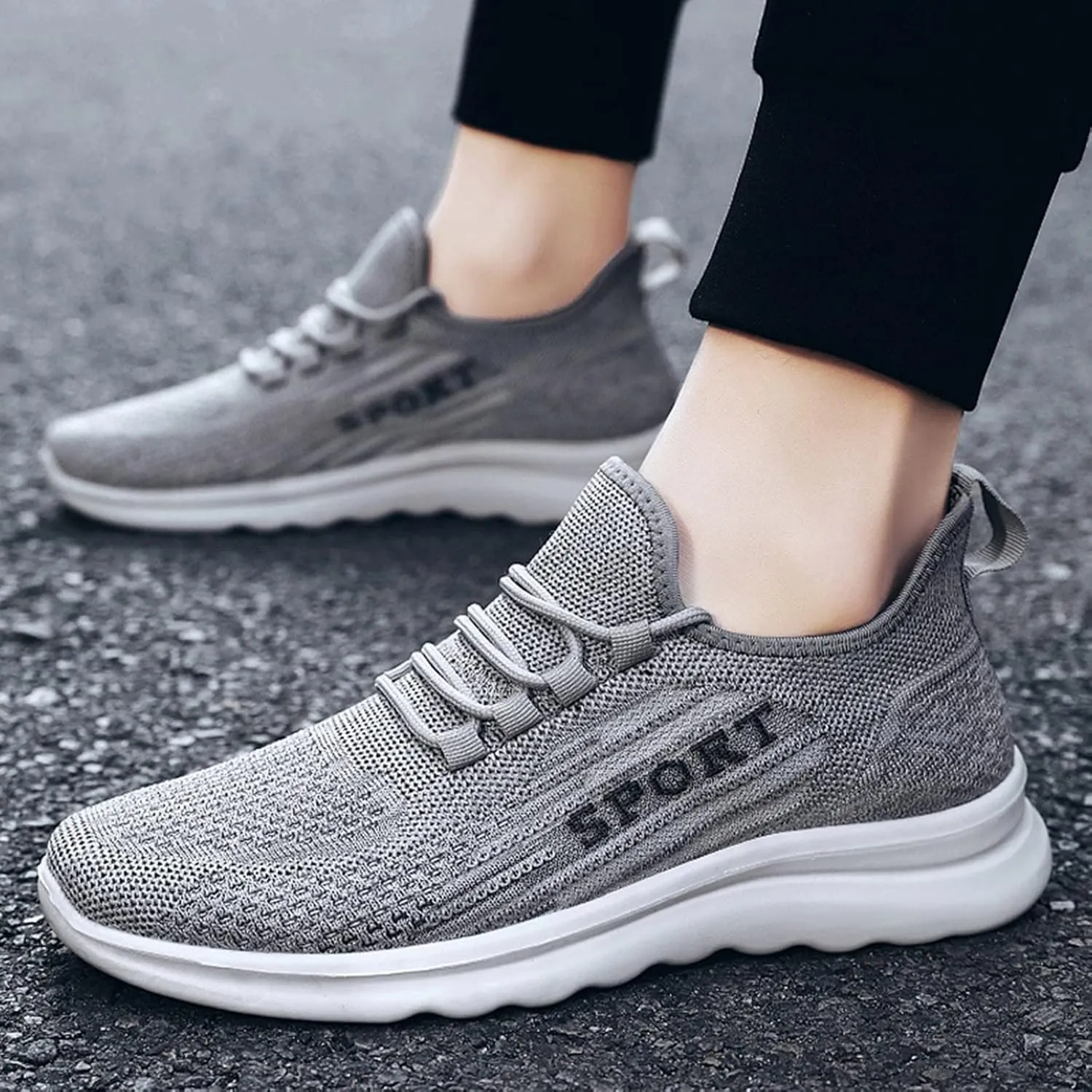 Men's Sport Breathable Mesh Shoes Comfortable Lightweight Casual Walking Shoe Hook and Loop Orthopedic Sneakers