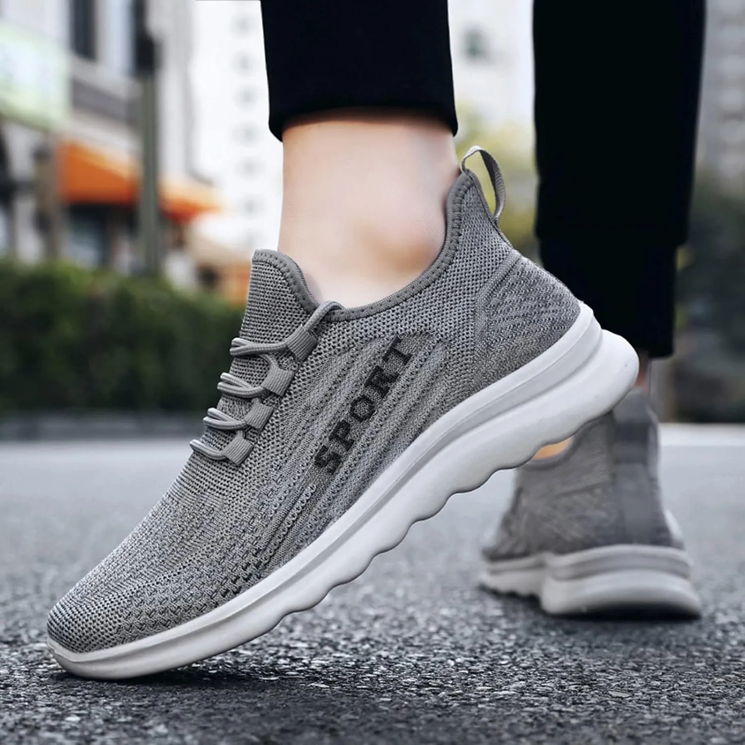 Men's Sport Breathable Mesh Shoes Comfortable Lightweight Casual Walking Shoe Hook and Loop Orthopedic Sneakers