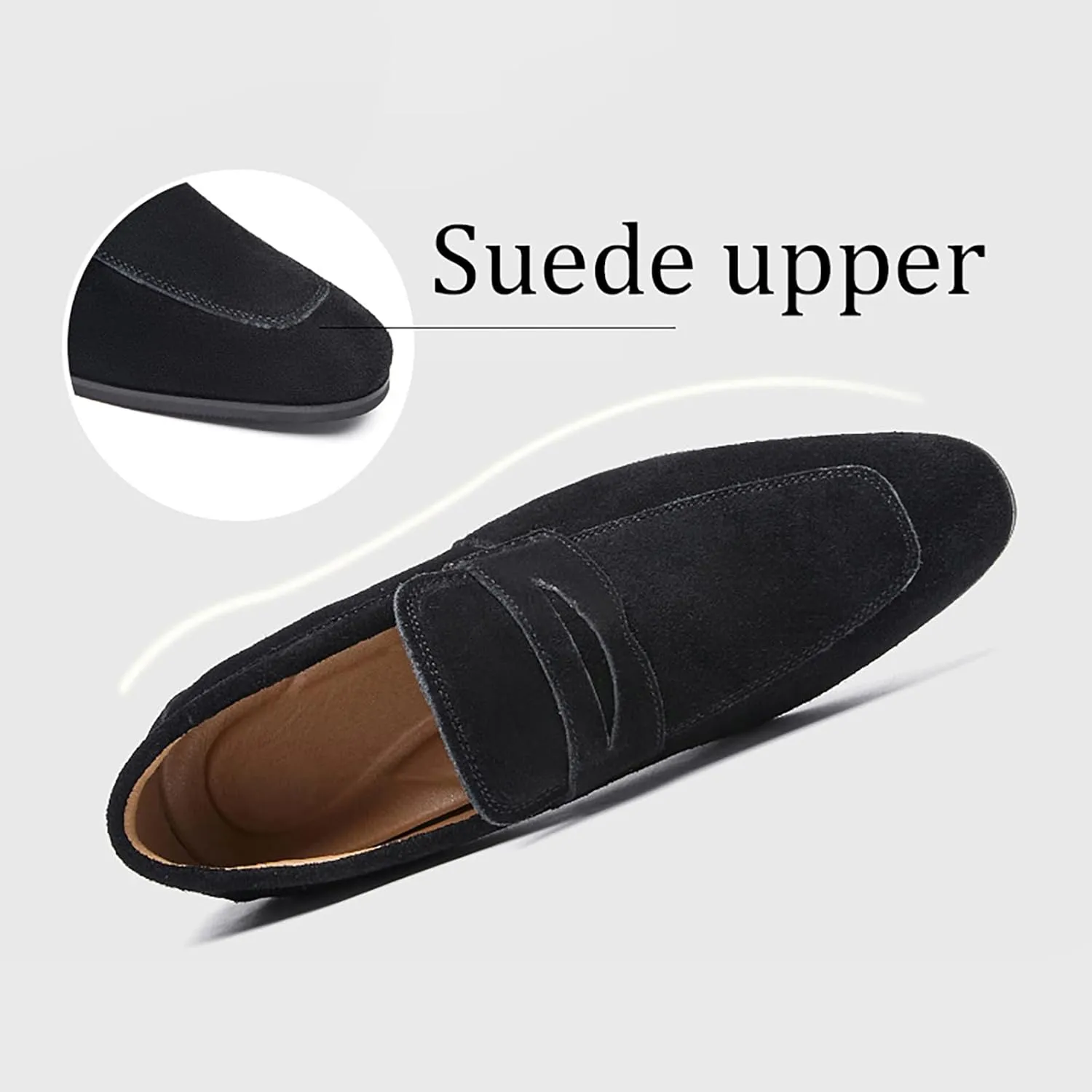 Men's Suede Penny Loafers Shoes Comfort Slip-Ons Classic Dress Shoes for Business Driving Formal Events Summer