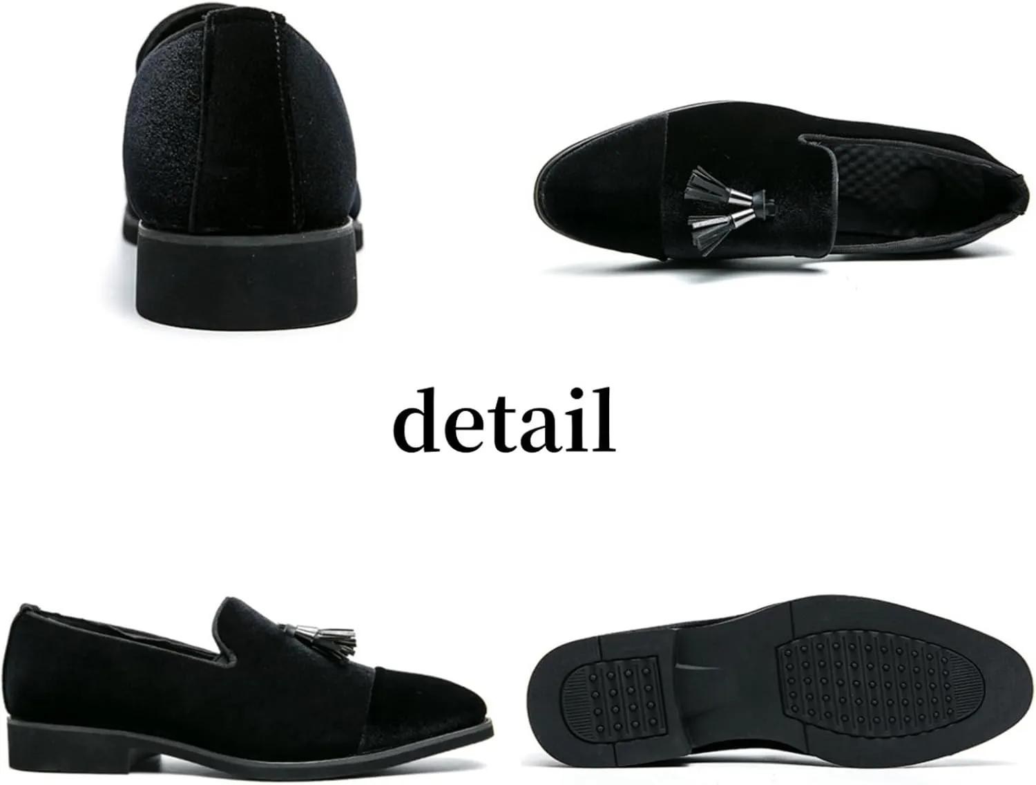 Men's Suede Tassels Slip on Dress Loafers Fashion Low-Top Penny Flats Smoking Shoes for Business Wedding Party Formal