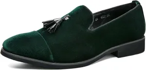 Men's Suede Tassels Slip on Dress Loafers Fashion Low-Top Penny Flats Smoking Shoes for Business Wedding Party Formal