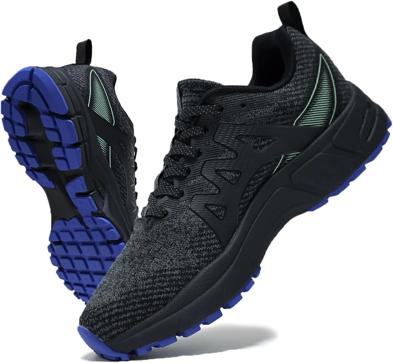 Men's Trail Running Shoes, Lightweight Hiking Sneakers with Arch Support, Non-Slip Shock Absorbing Outdoor Shoes for Mountain Trekking & Athletic Training