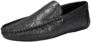 Men's Vegan Leather Loafers - Round Toe Comfortable Lightweight Driving Shoes, Slip-On Resistant for Casual & Party Wear