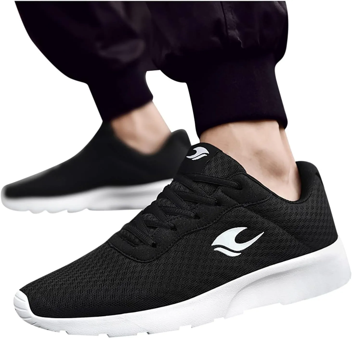 Men's Walking Shoes Couple Flying Woven Mesh Shoes Lace-Up Casual Sneakers Comfortable Student Sports Running Shoes