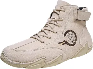 Men's Walking Shoes White Leather Sneakers Men Men’s Comfortable Casual Walking Tennis Shoes Slip on Shoes Men