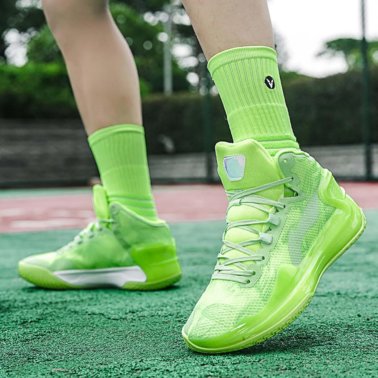 Men's Women's High Top Basketball Shoes Breathable Fashion Sports Running Shoes Anti-Slip Lightweight High Top Sneakers Outdoor Anti-Slip Training Tennis Shoes