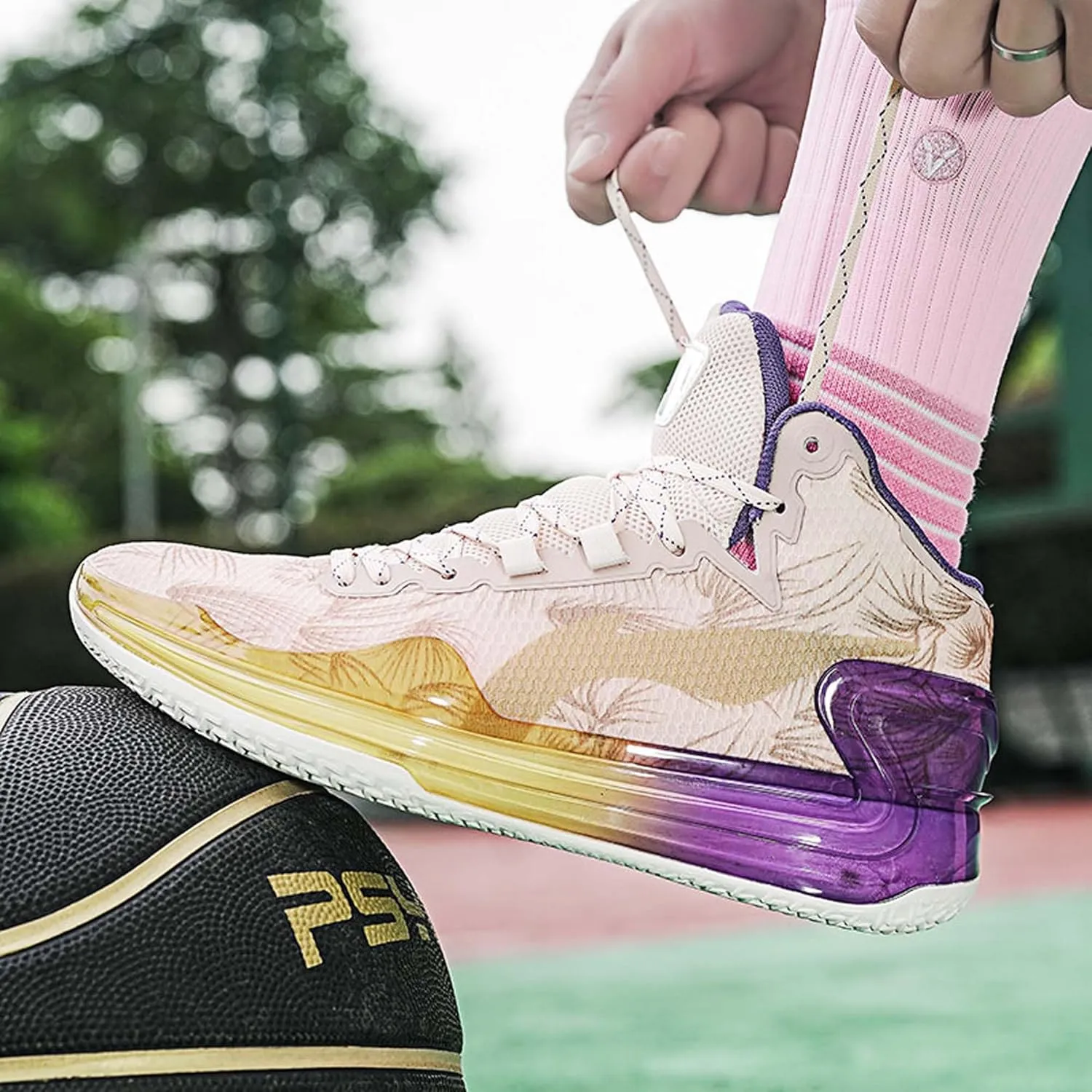 Men's Women's High Top Basketball Shoes Breathable Fashion Sports Running Shoes Anti-Slip Lightweight High Top Sneakers Outdoor Anti-Slip Training Tennis Shoes