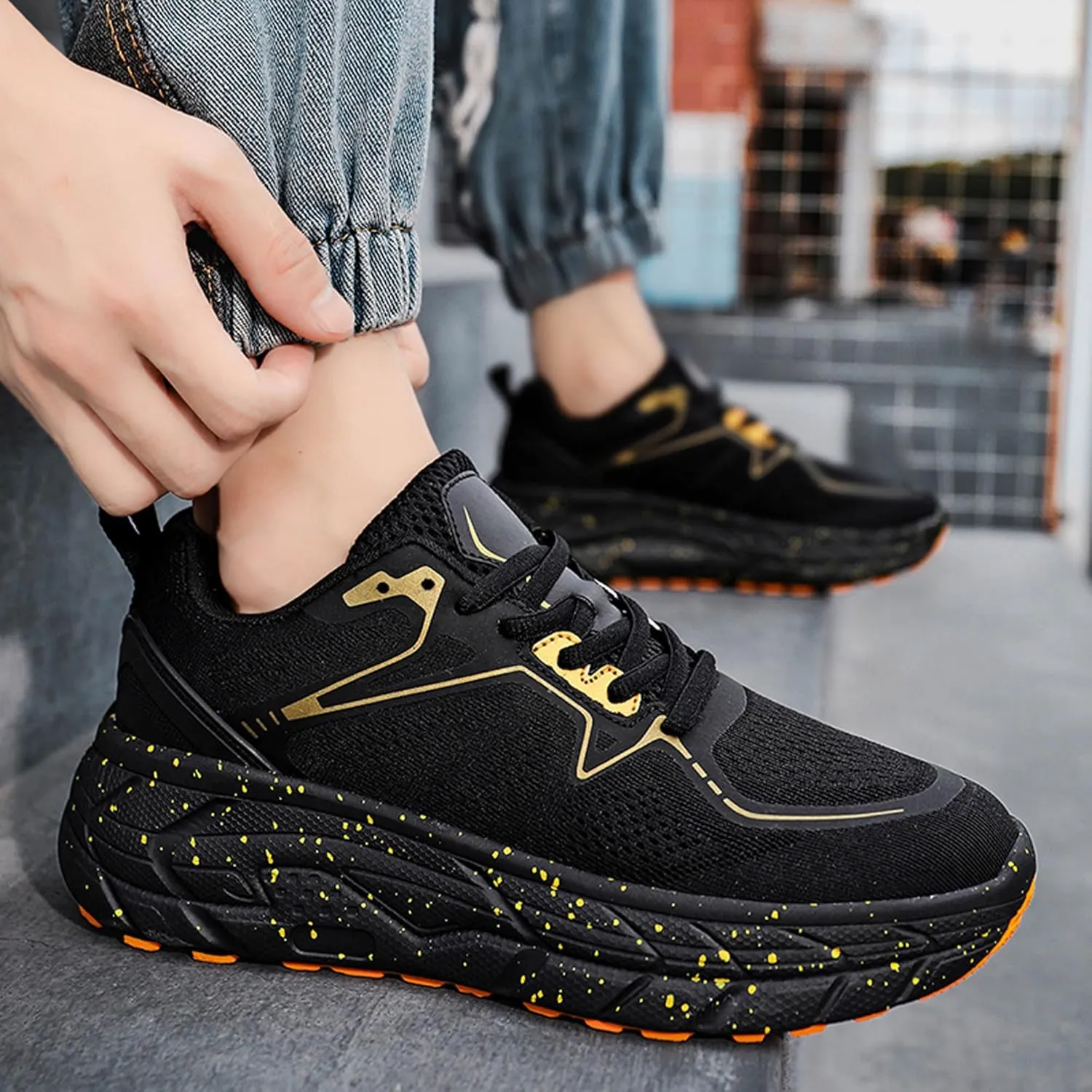 Men's Women's High Top Graffiti Anti Slip Arch Support Casual Sports Basketball Shoes, Men's Breathable Fitness Cushioning Training Running Shoes