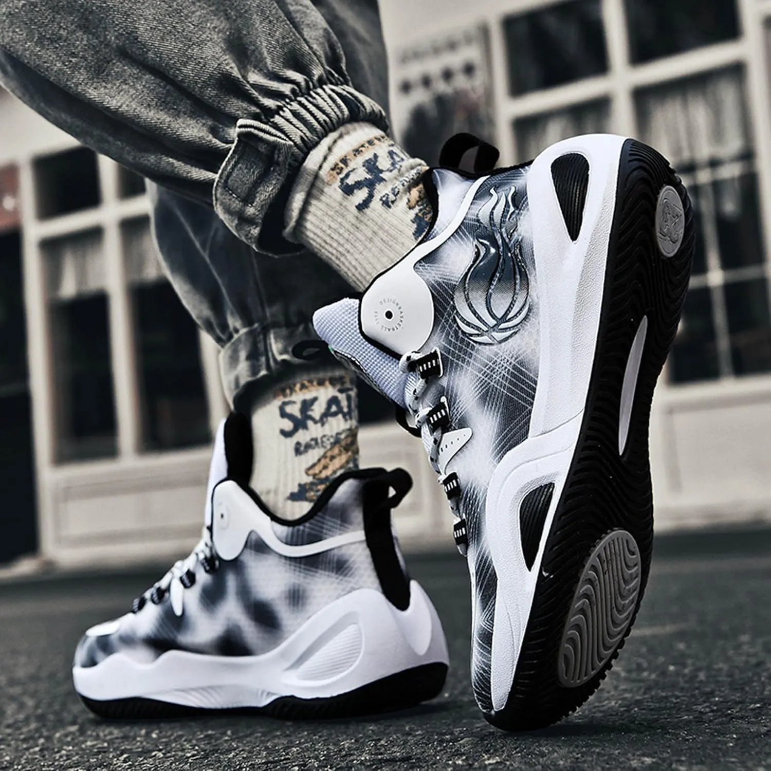 Men's Women's High Top Graffiti Anti Slip Basketball Shoes, Arch Supported Casual Sports Shoes, Men's Breathable Running Shoes, Fitness Cushioning Training Shoes