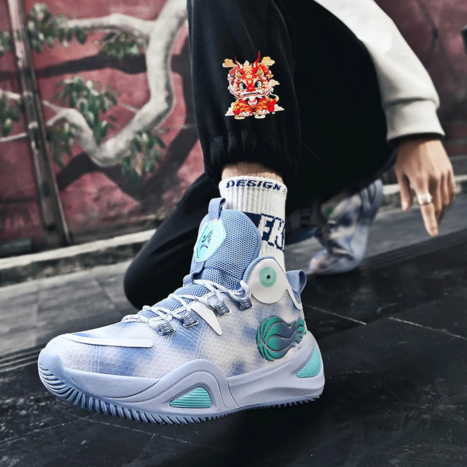 Men's Women's High Top Graffiti Anti Slip Training Basketball Shoes, Arch Support Casual Breathable Sports Running Shoes, Fitness Cushioning Walking Jogging Shoes