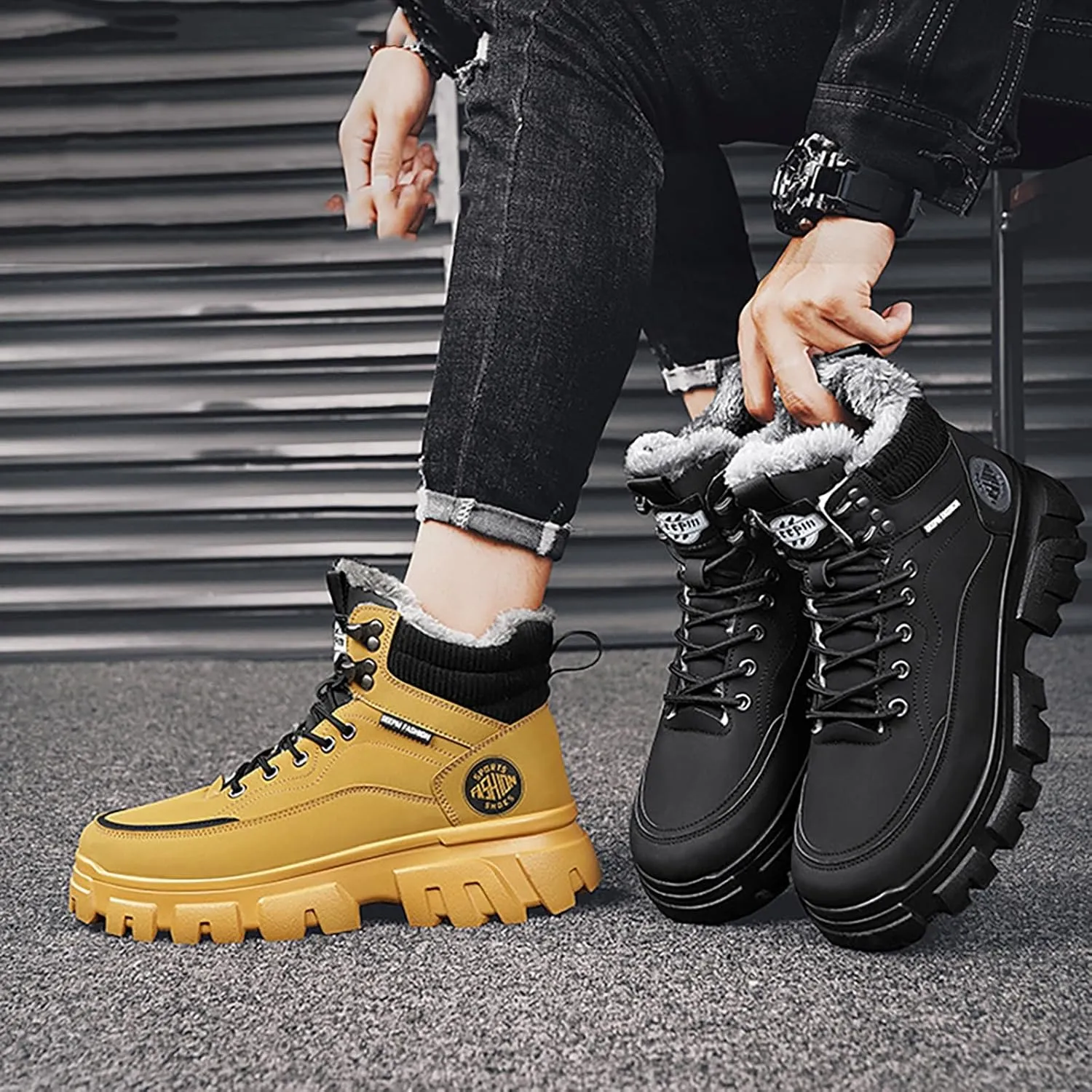 Mens Work Boots Slip On Hiking Sneakers Women's Slip On Warm Womens Working Shoes Steel Toe Slip On Platform Shoes Lightweight Comfortable Hike Grounded Footwear