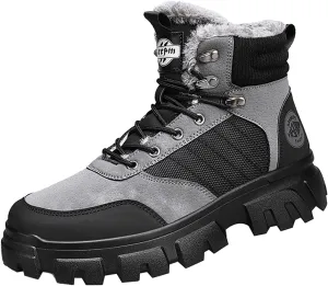 Mens Work Boots Slip On Hiking Sneakers Women's Slip On Warm Womens Working Shoes Steel Toe Slip On Platform Shoes Lightweight Comfortable Hike Grounded Footwear
