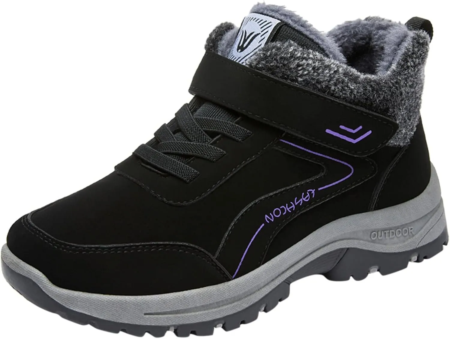 Men's Work Boots Soft Toe Hiking Sneakers Warm Fur Lined Women's Safety Shoes Waterproof Winter Backpacking Snow Botas Warm Water Hike Grounded Footwear