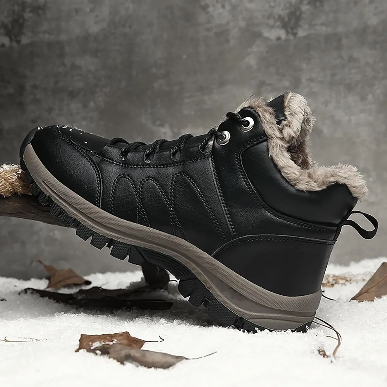 Men's Work Boots Steel Toe Hiking Sneakers Warm Fur Lined Working Shoes for Women Nonslip Waterproof Platform Shoes Work Hike Grounded Footwear