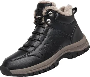 Men's Work Boots Steel Toe Hiking Sneakers Warm Fur Lined Working Shoes for Women Nonslip Waterproof Platform Shoes Work Hike Grounded Footwear