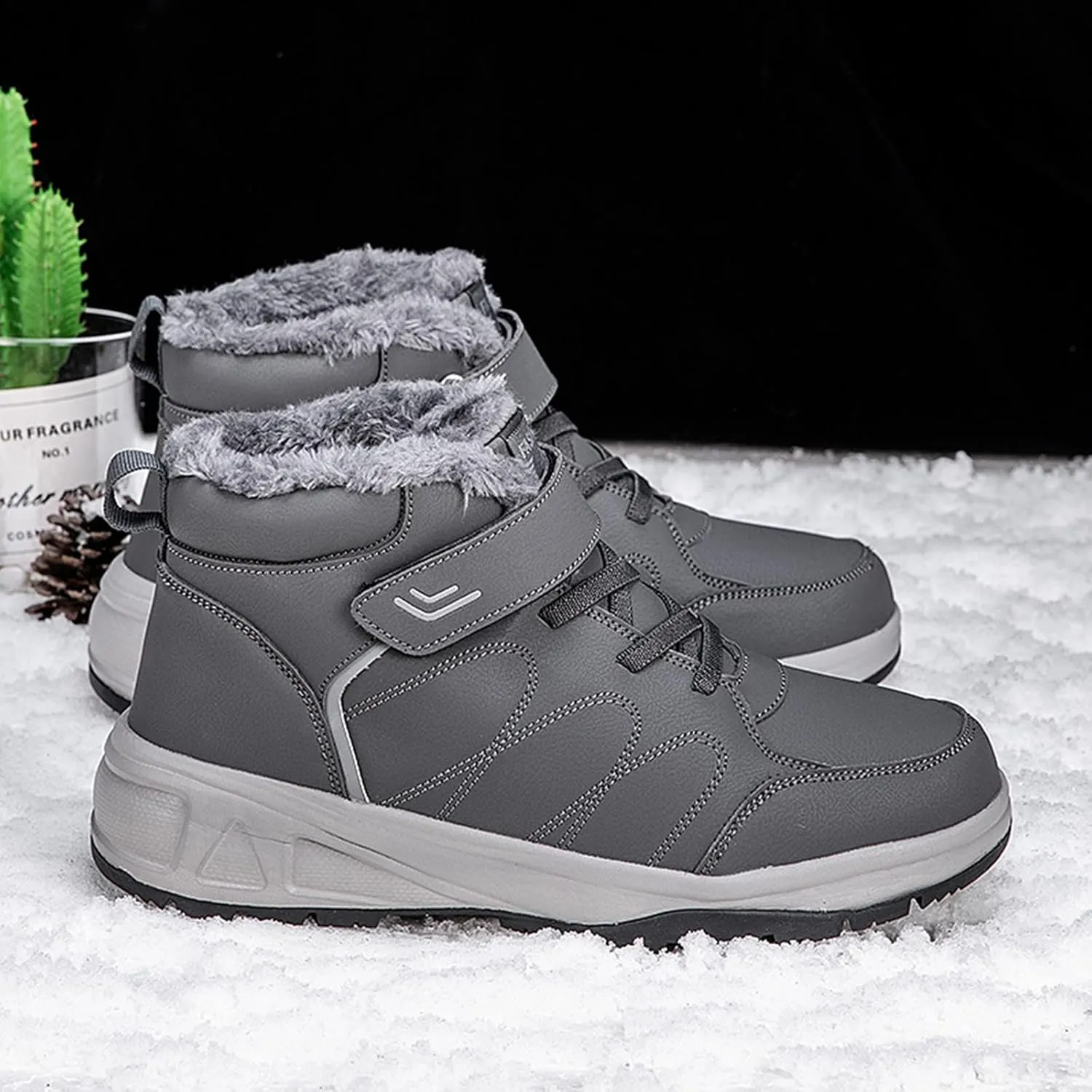 Men's Work Boots Steel Toe Hiking Sneakers Warm Fur Lined Working Shoes for Women Nonslip Waterproof Platform Shoes Work Hike Grounded Footwear