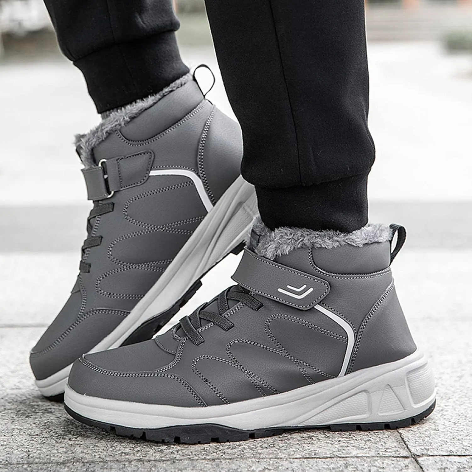 Men's Work Boots Steel Toe Hiking Sneakers Warm Fur Lined Working Shoes for Women Nonslip Waterproof Platform Shoes Work Hike Grounded Footwear