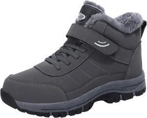 Mens Work Boots Steel Toe Hiking Sneakers with Warm Fur Lining Workout Shoes for Women with Zipper Waterproof Outdoor Shoes Lightweight Hike Grounded Footwear