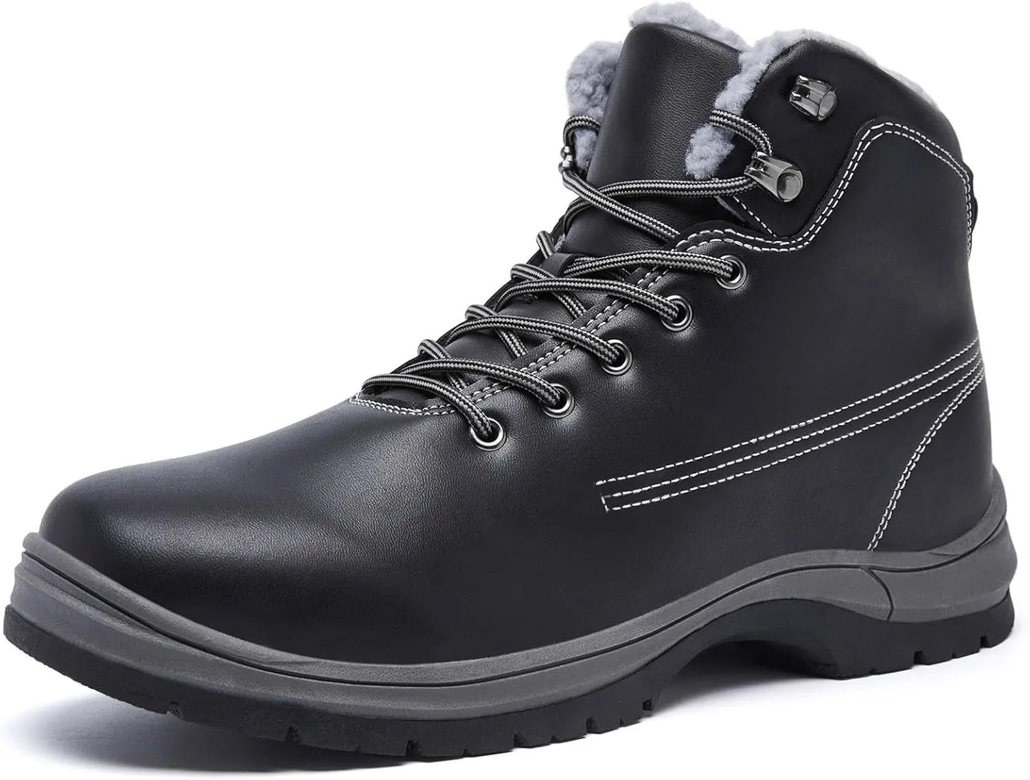 Men's Work Boots Waterproof Hiking Sneakers Ankle Booties Women Safety Shoes Non Steel Toe Waterproof Outdoor Shoes Leather Comfortable Hike Grounded Footwear