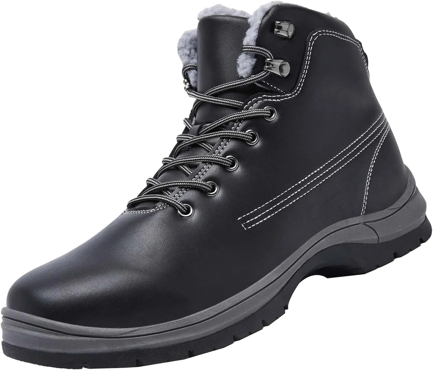 Men's Work Boots Waterproof Hiking Sneakers Ankle Booties Women Safety Shoes Non Steel Toe Waterproof Outdoor Shoes Leather Comfortable Hike Grounded Footwear