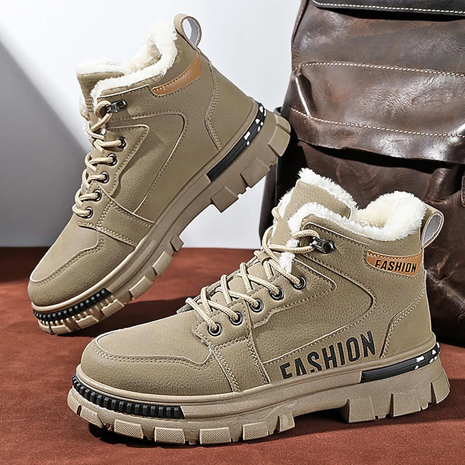 Mens Work Boots Wide Width Hiking Sneakers Warm Fur Lined Womens Safety Toe Shoes Food Service Platform Sneakers Indestructible Hike Grounded Footwear