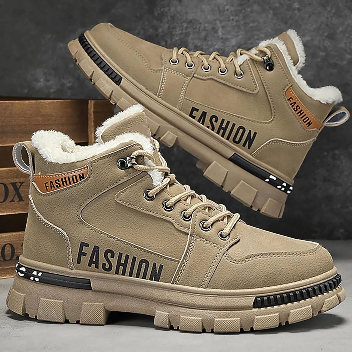 Mens Work Boots Wide Width Hiking Sneakers Warm Fur Lined Womens Safety Toe Shoes Food Service Platform Sneakers Indestructible Hike Grounded Footwear