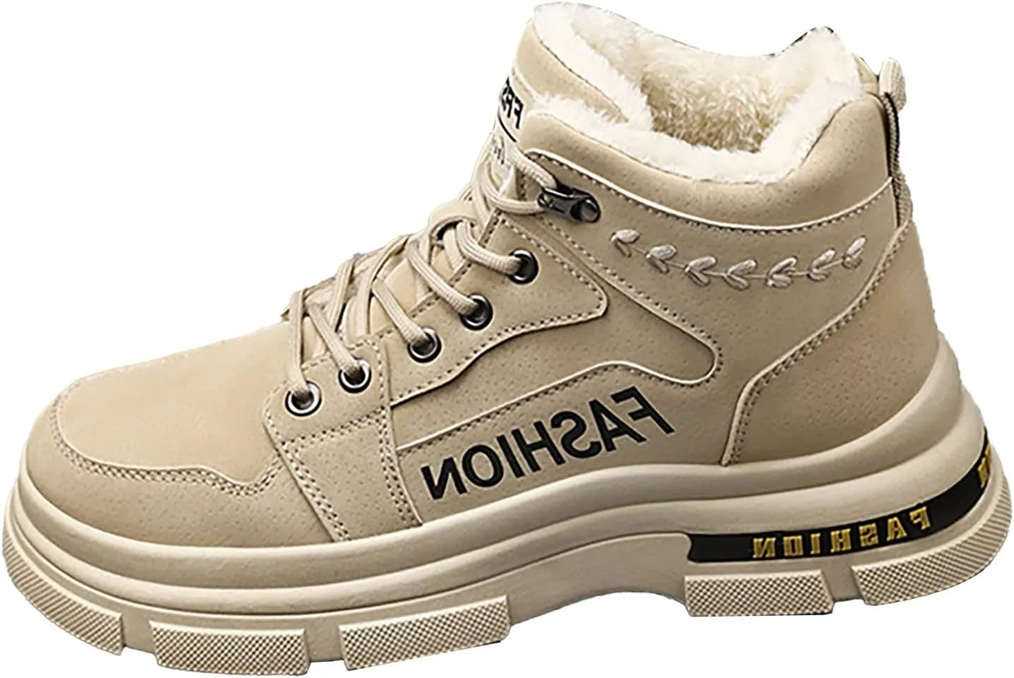 Mens Work Boots Wide Width Hiking Sneakers Zip Up Fur Lined Womens Workout Shoes with Zipper Waterproof Platform Botas Slip Resistant Hike Grounded Footwear