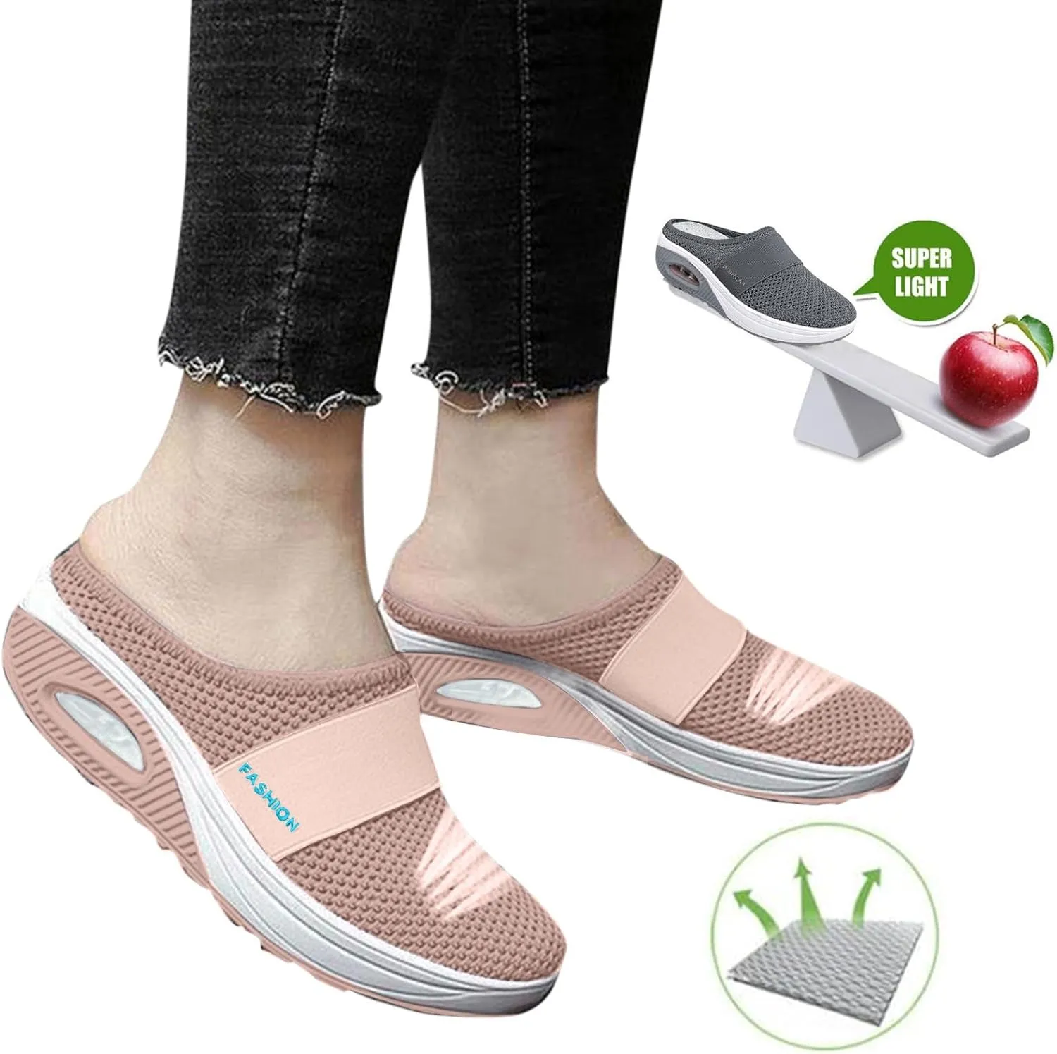 Mesh Sandals Women Casual Breathable Sneakers Fashion Slip on Walking Sandals Breathable Running Shoes