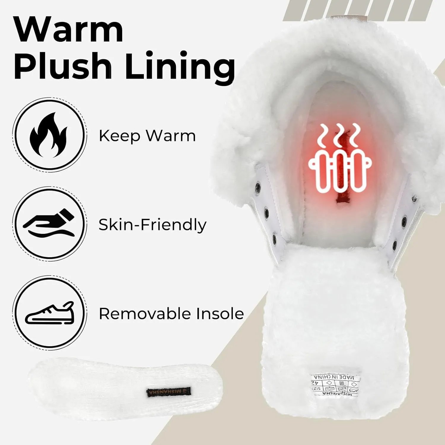 Mishansha Mens Womens Winter Hiking Boots Waterproof Non Slip Warm Lined Snow Boots for Outdoor Trekking