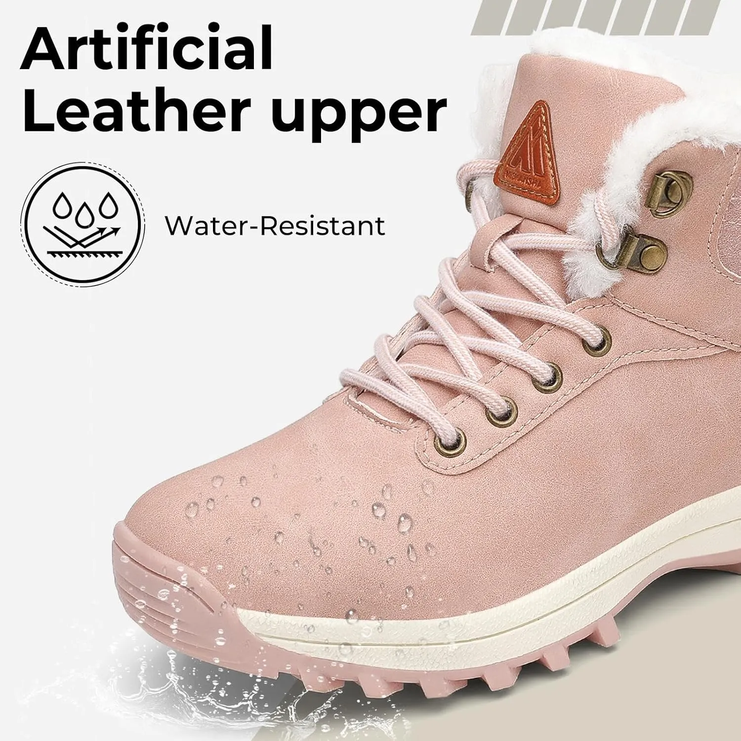 Mishansha Mens Womens Winter Hiking Boots Waterproof Non Slip Warm Lined Snow Boots for Outdoor Trekking