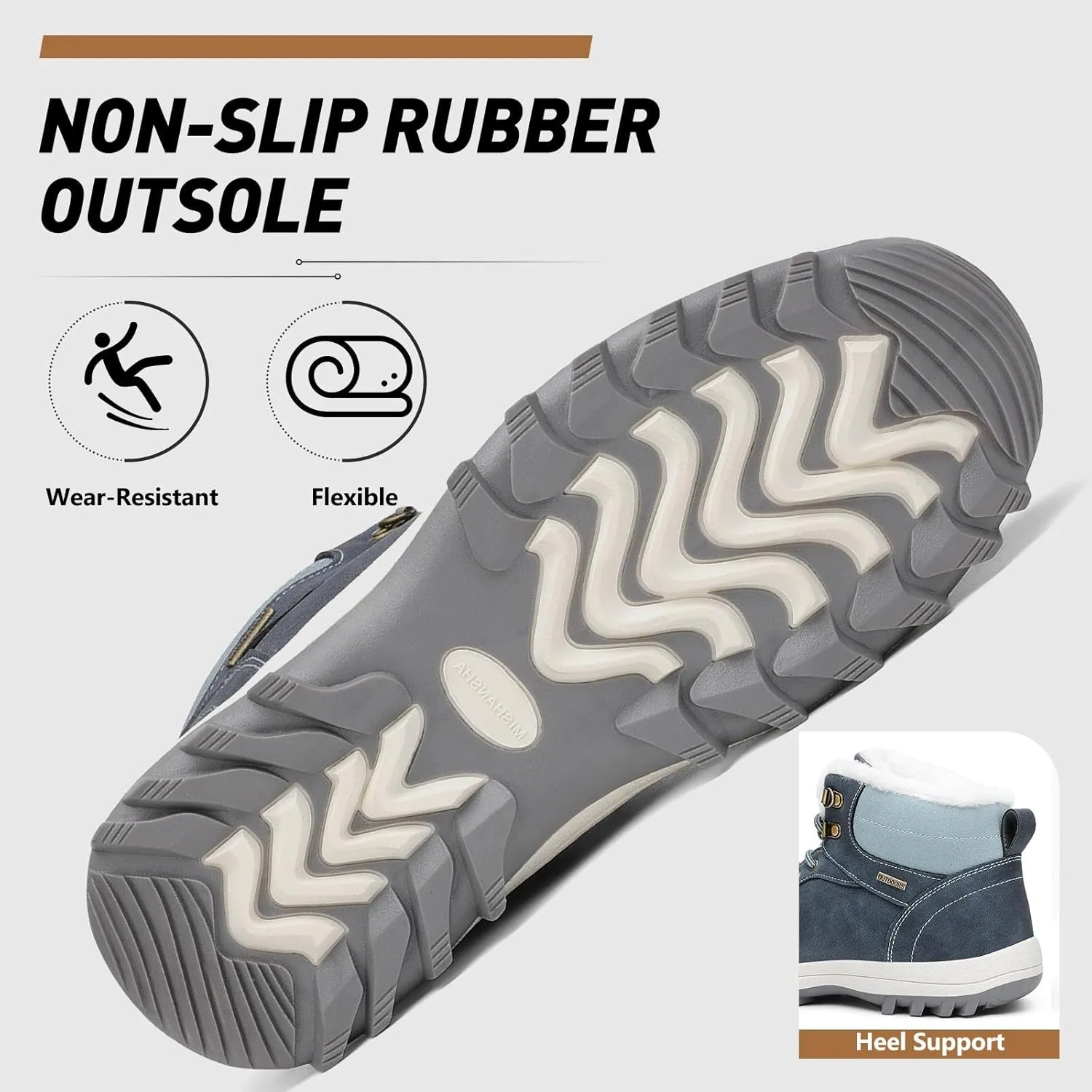 Mishansha Winter Boots for Men Women Waterproof Snow Boots Warm Lined Non Slip Hiking Boot