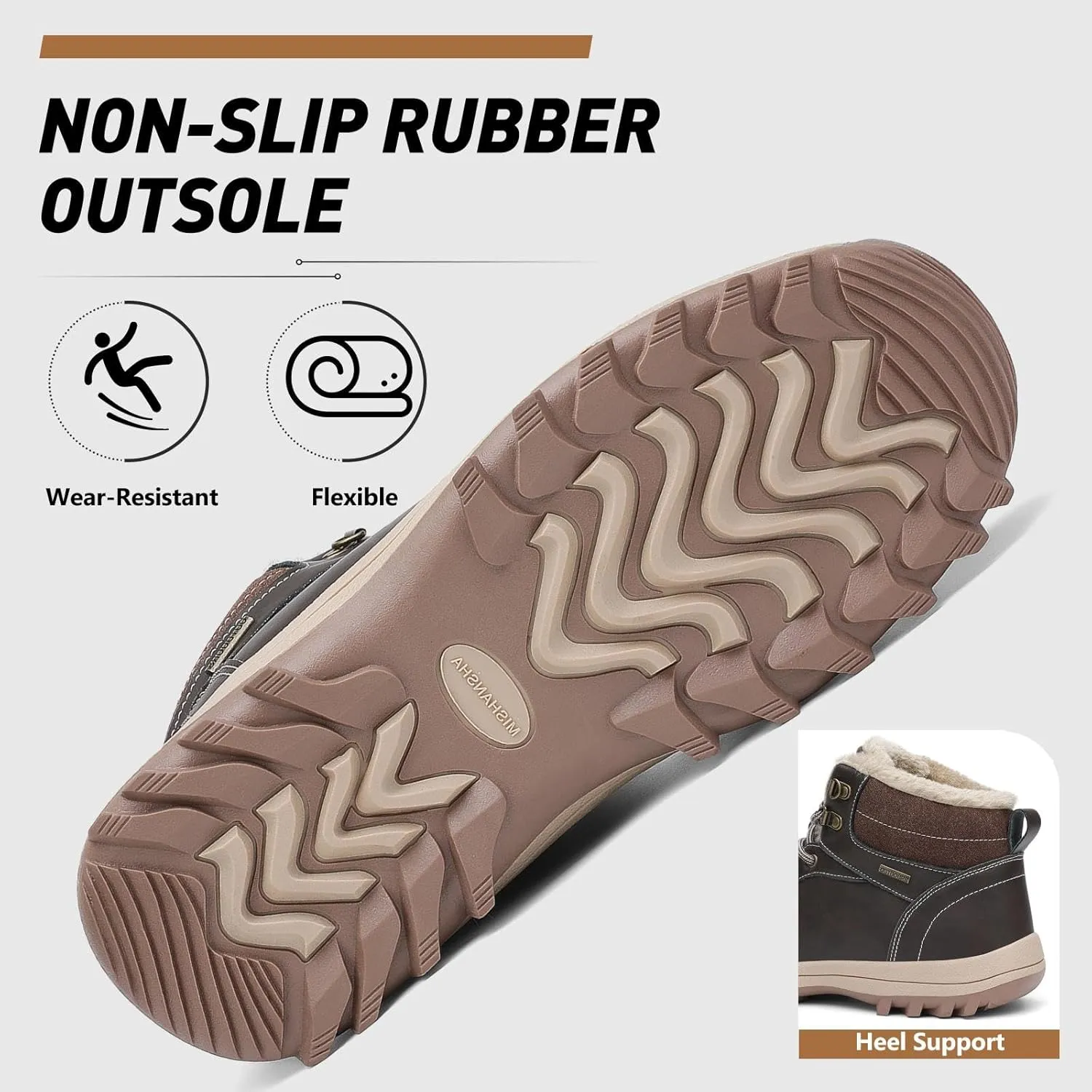 Mishansha Winter Boots for Men Women Waterproof Snow Boots Warm Lined Non Slip Hiking Boot