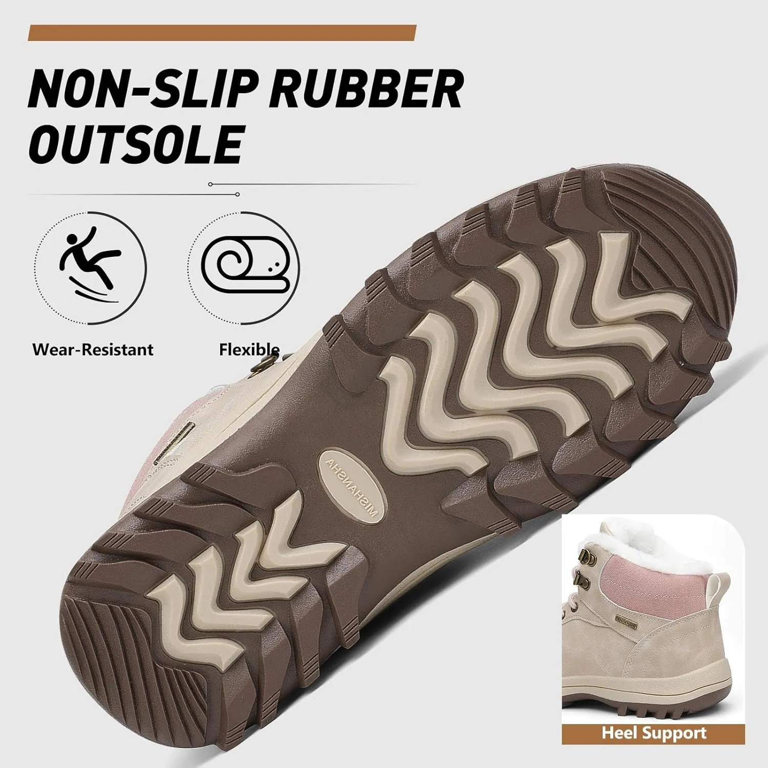 Mishansha Winter Boots for Men Women Waterproof Snow Boots Warm Lined Non Slip Hiking Boot