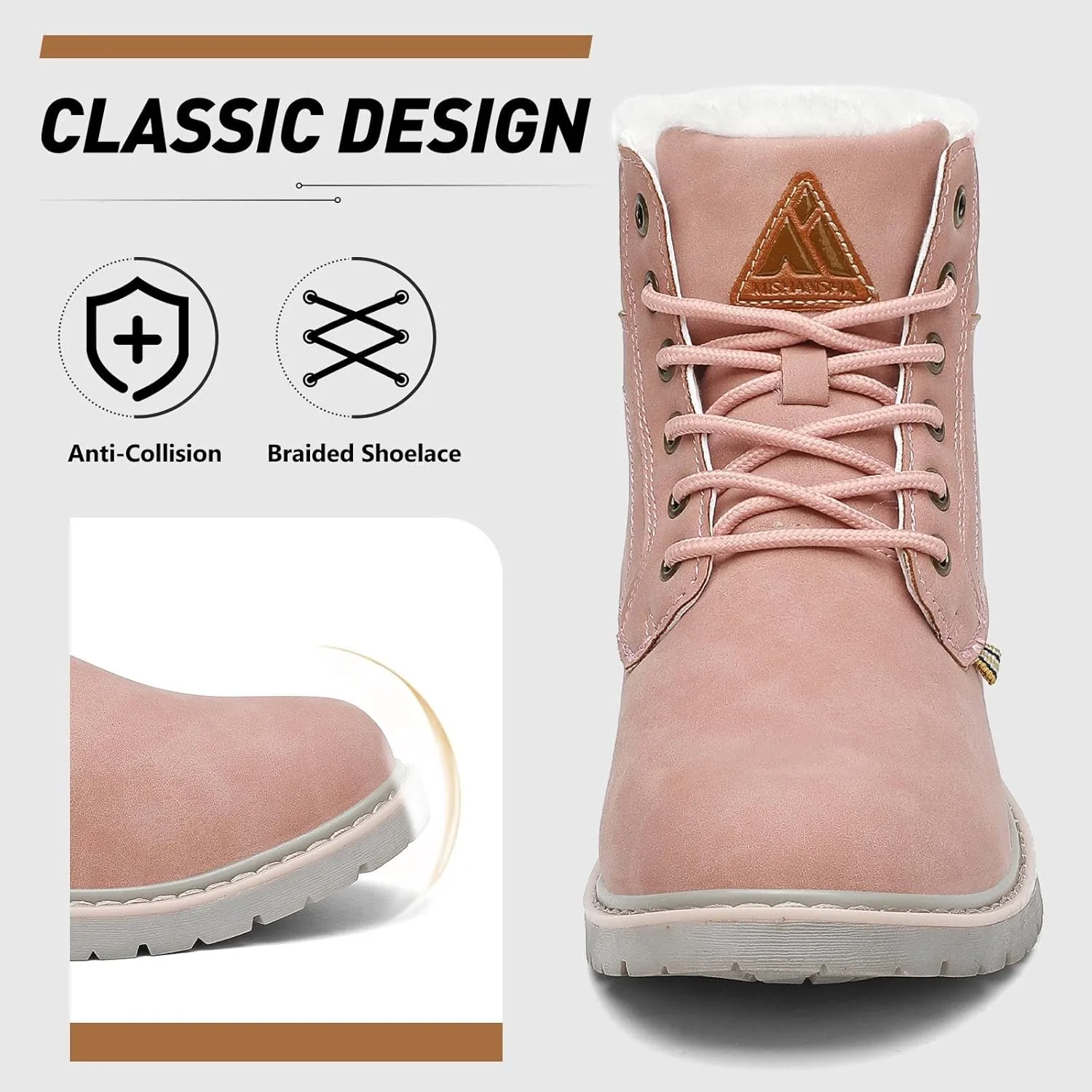 Mishansha Winter Boots for Men Women Waterproof Snow Boots Warm Lined Non Slip Hiking Boot