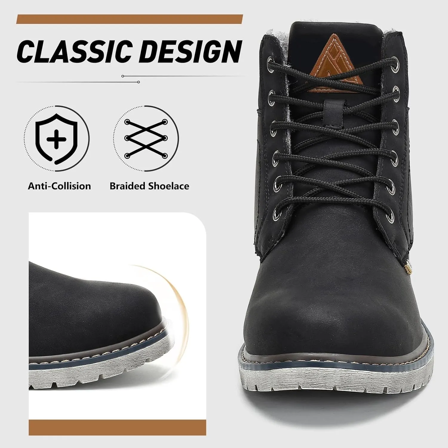 Mishansha Winter Boots for Men Women Waterproof Snow Boots Warm Lined Non Slip Hiking Boot