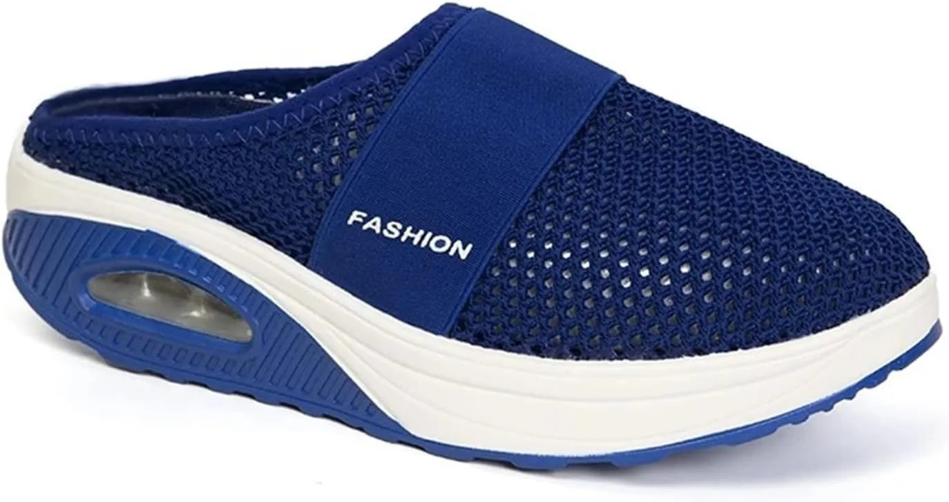 Mmoneyake Mules for Women 2025 Open Back Slip On Shoes Wide Width Clogs Mesh Slippers Air Cushion Orthopedic Diabetic Walking Shoes Backless Breathable Sneakers Closed Toe Slides