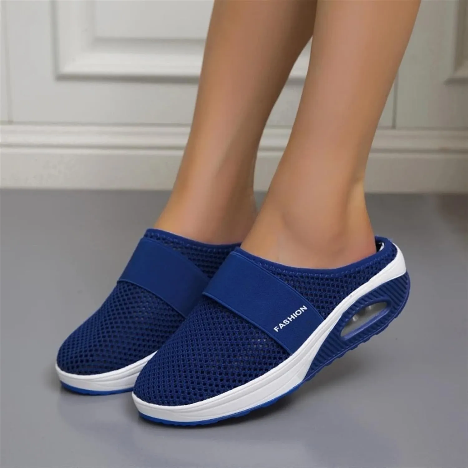 Mmoneyake Mules for Women 2025 Open Back Slip On Shoes Wide Width Clogs Mesh Slippers Air Cushion Orthopedic Diabetic Walking Shoes Backless Breathable Sneakers Closed Toe Slides