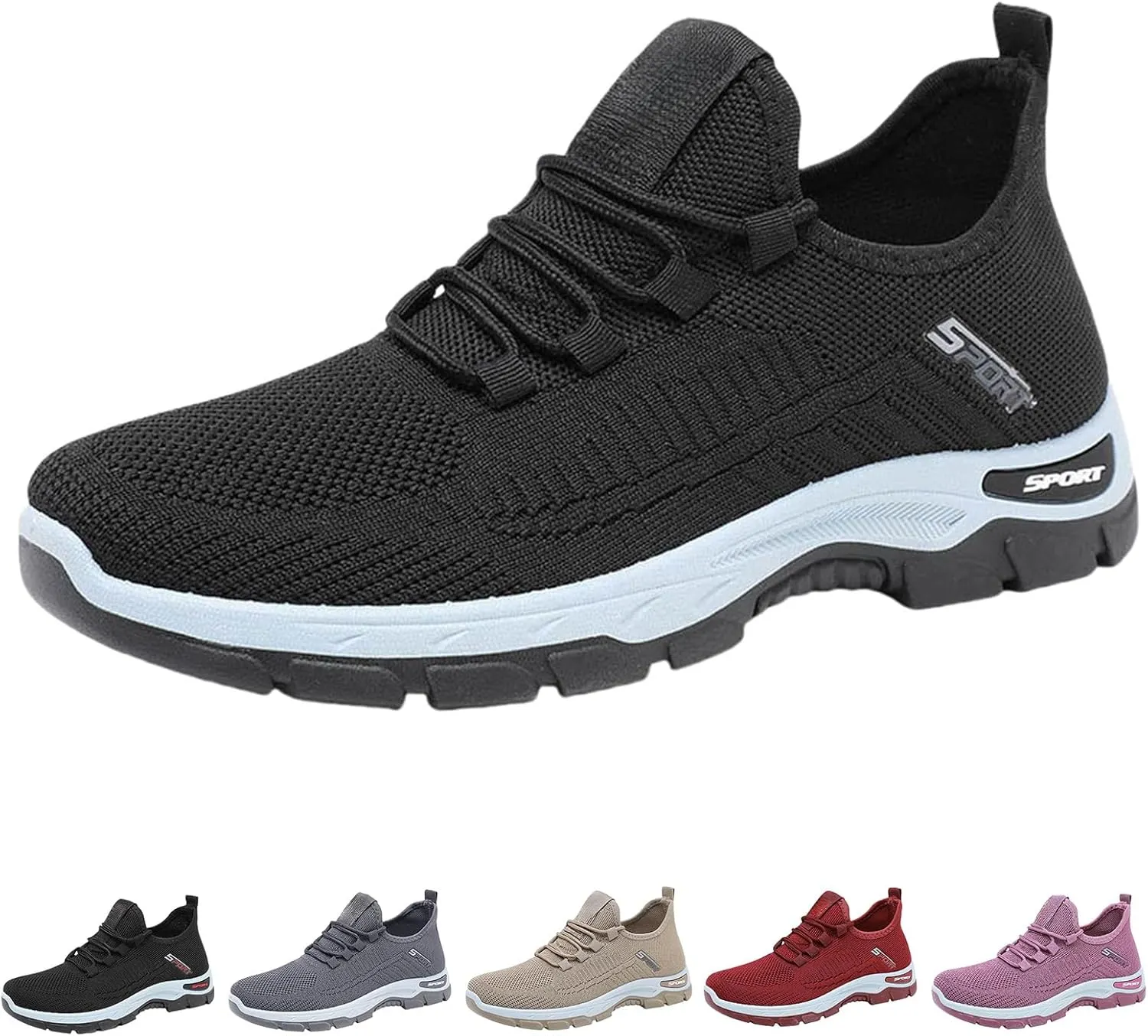 Mmoneyake Women's Slip On Walking Running Shoes Wide Toe Box Shoes Extra Wide Width Sneakers Ultra Light Road Running Shoe Non-Slip Walking Tennis Shoe Lightweight Casual Sneakers for Gym Travel Work