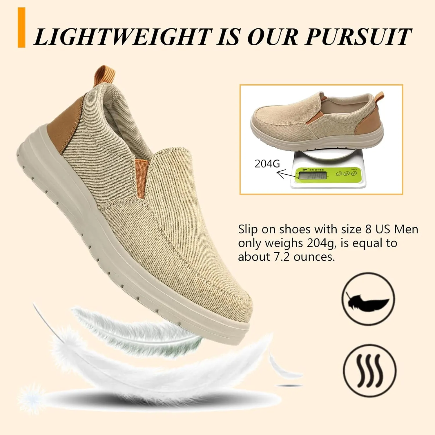Moodeng Men's Slip on Loafers Lightweight Causal Shoes Comfortable Boat Shoes Outdoor Driving Shoes