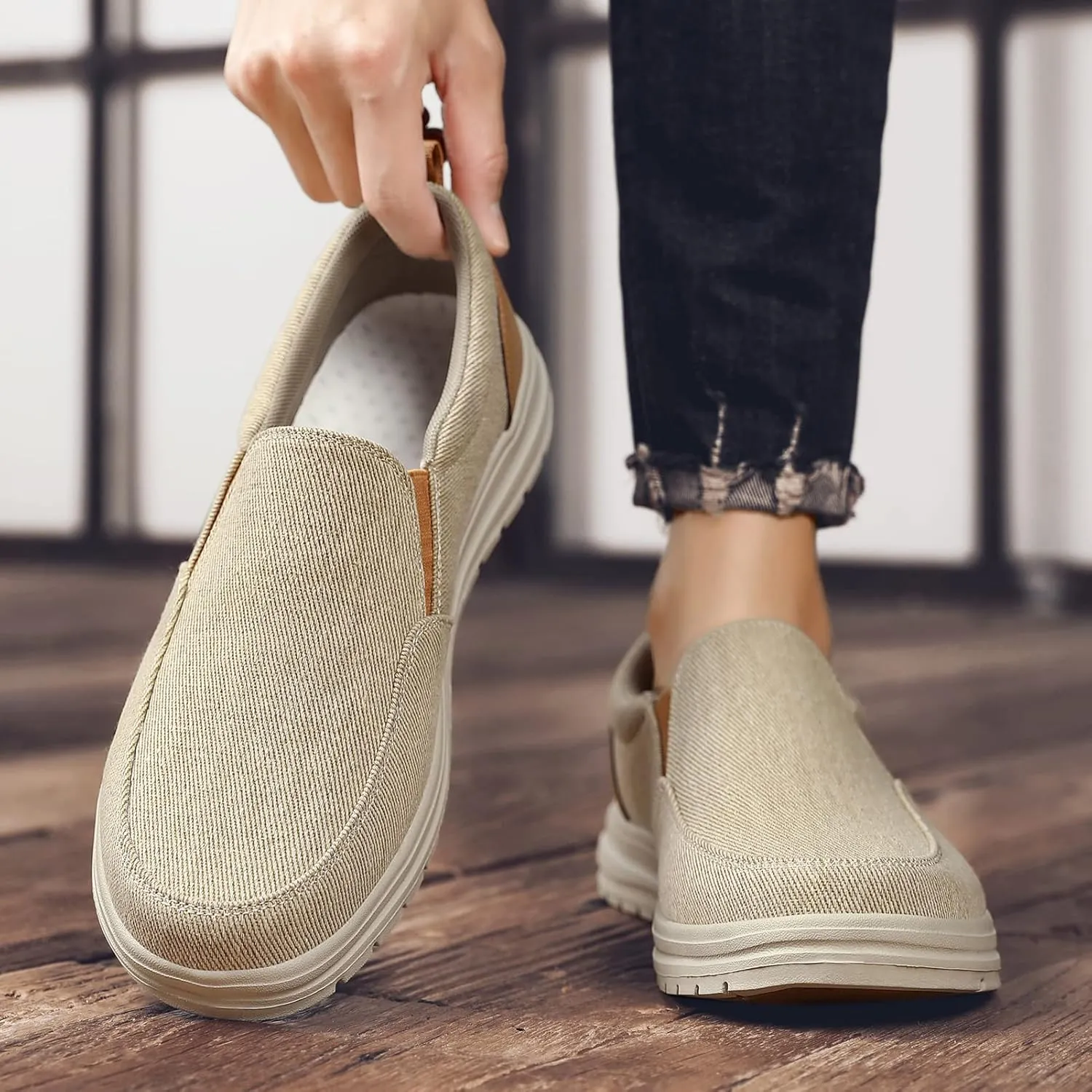 Moodeng Men's Slip on Loafers Lightweight Causal Shoes Comfortable Boat Shoes Outdoor Driving Shoes